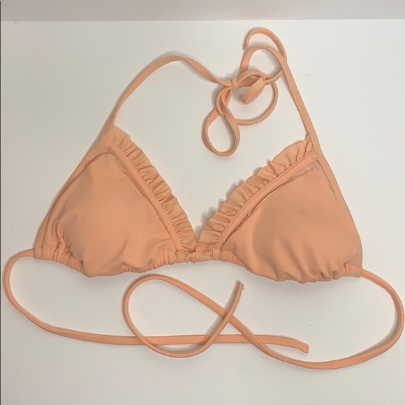 Victoria’s Secret | Pink Triangle Padded Ruffle String Bikini Top | Halter Neck - Picture 2 of 6